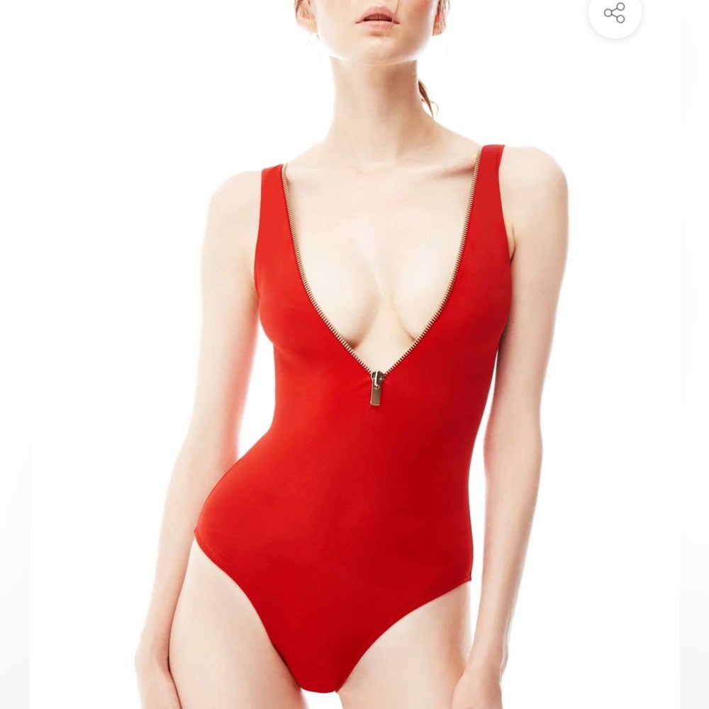 OYE Swimwear Zipper One Piece Red